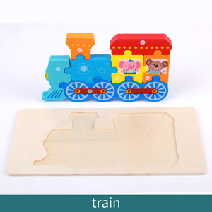 Éducation de la petite <span class=keywords><strong>enfance</strong></span> Puzzle stéréo 3D Animal Block Puzzle Traffic Cognition Puzzle Board Baby - Product Image 5