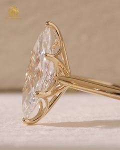 Solitaire Marquis Anel IGI Certified CVD HPHT Lab Criado Crescido Diamante <span class=keywords><strong>Marquise</strong></span> Corte 10k 14k 18k Anéis de Noivado em Ouro Sólido - Product Image 2