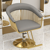 Chaise de coiffure inclinable en similicuir rose tufté, base dorée, réglable en hauteur, rotation à 360 degrés – Meilleure vente
