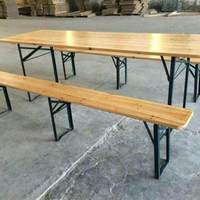 Ensemble de table et chaises pliantes de style campagnard américain en bois massif moderne avec banc pour cour et parc