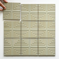 Carrelage mural artisanal texturé géométrique, 100x100, effet glacé