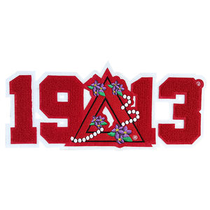 Venta al por mayor personalizado grande Delta Sigma <span class=keywords><strong>Thate</strong></span> Soroity 1913 toalla letra griega diseño fresco bordado Chenille hierro en parches - Product Image 2