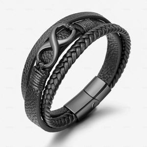 European American Vintage Cross-Border Unisex Men's Women's Handwoven Rope Cowhide 8-Figure Magnetic Stainless Steel Hot Selling - Product Image 4