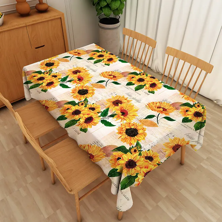 해바라기 식탁보 주방 식당 야외 방수 저항 내구성 꽃 테이블 커버