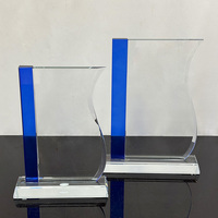 2 tailles de plaques de trophée en verre cristal bleu clair optique MH-LJ0210