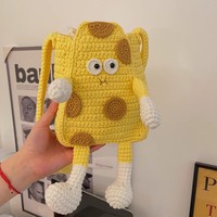 Women's Hand-Knit DIY Crochet Kit 100% Acrylic Cotton Yarn Handmade Gift Handbag with Dye Pattern for Beginners