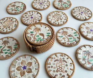 Sous-verres en bois peints de style chinois, écologiques, durables, résistants à la chaleur, faits à la main, pour table à collation, sous-verres pour tasses, vente en gros - Product Image 1