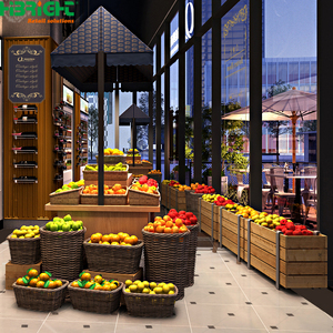 Highbright Supermarket <b>Vegetable</b> Display <b>Stands</b> Commercial Wooden <b>Vegetable</b> Fruit Display Rack - Product Image 2