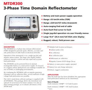 Factory for Megger MTDR300 Three-Phase Time Domain Reflection Meter (55Km/34Mile <b>Optical</b> <b>Cable</b> Fault Detector) - Product Image 4