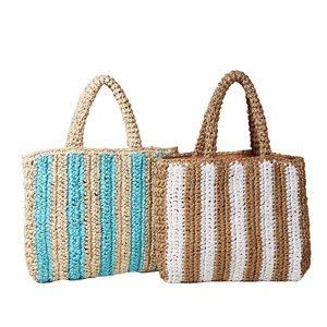 Bolso de Mano de Lujo para Mujer, Tejido a Crochet, de Paja, para Playa, Verano, con Rayas, Bolso de Hombro para Dama, con Logotipo Personalizado - Product Image 1