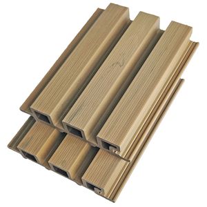 Revestimiento de pared exterior moderno WPC Decking 3D en relieve ignífugo absorbente de sonido a prueba de humedad hoteles plástico compuesto de madera - Product Image 1