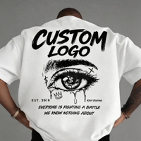 T-Shirt da Uomo di Alta Qualità 100% Cotone con Design Stampato sul Retro, Manica Corta, Oversize, Stile Streetwear, Stampa DTG e Trasferimento a Caldo