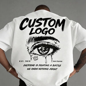 T-Shirt da <span class=keywords><strong>Uomo</strong></span> di Alta Qualità 100% Cotone con Design Stampato sul Retro, Manica Corta, Oversize, Stile Streetwear, Stampa DTG e Trasferimento a Caldo - Product Image 3