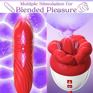 Vibrador de silicona de grado médico impermeable con 10 modos de vibración para mujer, con lengua grande para lamer pezones, clítoris y senos, y función de empuje anal. - Product Image 2