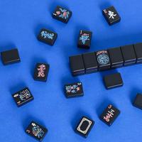 Ubin Permainan Portabel dengan Ubin Cadangan Motif Bunga Joker untuk Hiburan Pesta Keluarga Set Mahjong Amerika