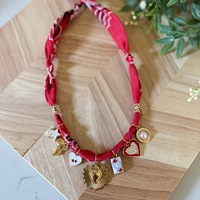 WOWEI Nouvelle tendance Collier à breloques de style bricolage Bandana Collier à breloques multiples Collier à pendentif ajustable Collier ras du cou avec breloque