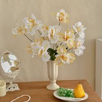 Fleurs d'iris artificielles en soie réalistes de luxe à 3 têtes, en gros, faites à la main, pour décoration de mariage et de maison, tiges simples, fausses fleurs d'iris