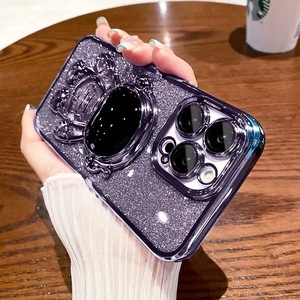 Convient pour IPhone15 Phone Case Glitter Powder Electroplating Astronaut Bracket 14 Self-contained Lens <span class=keywords><strong>Film</strong></span> Transparent P - Product Image 6