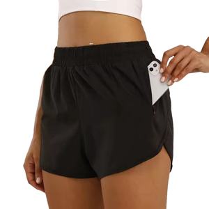 Shorts de sport pour femmes, taille haute, leggings de course, doublure élastique, cordon de serrage, entraînement sportif - Product Image 1