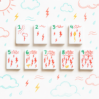 Set Mahjong Minimalis Putih dengan Pola Seni Grafiti Garis Tunggal Gaya Amerika, Set Mahjong Kustom untuk Permainan Meja di Rumah atau Pesta