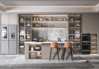 Meubles de cuisine modernes au design luxueux Ensembles d'armoires de cuisine en bois pour maison modulaire