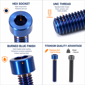 Tornillo Hexagonal de Aleación de Titanio, Color Azul Quemado, Perno Allen Hexagonal, Perno de Titanio Gr5 para Modificación de Motocicletas, Bicicletas y Automóviles - Product Image 3