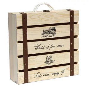 도매 주문 미완성 나무 와인 선물 상자 저장 운반 케이스