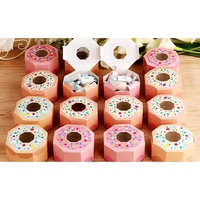 Coffrets cadeaux polygone motif beignet rose avec fenêtre boîtes à bonbons pour enfants anniversaire fêtes de noël impression en relief