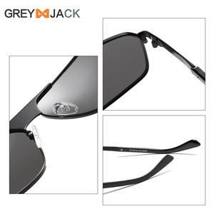 Greyjack Lunettes de soleil polarisées pour hommes, monture carrée, UV400, vision nocturne, lunettes de conduite, noires, en acier inoxydable TR - Product Image 3