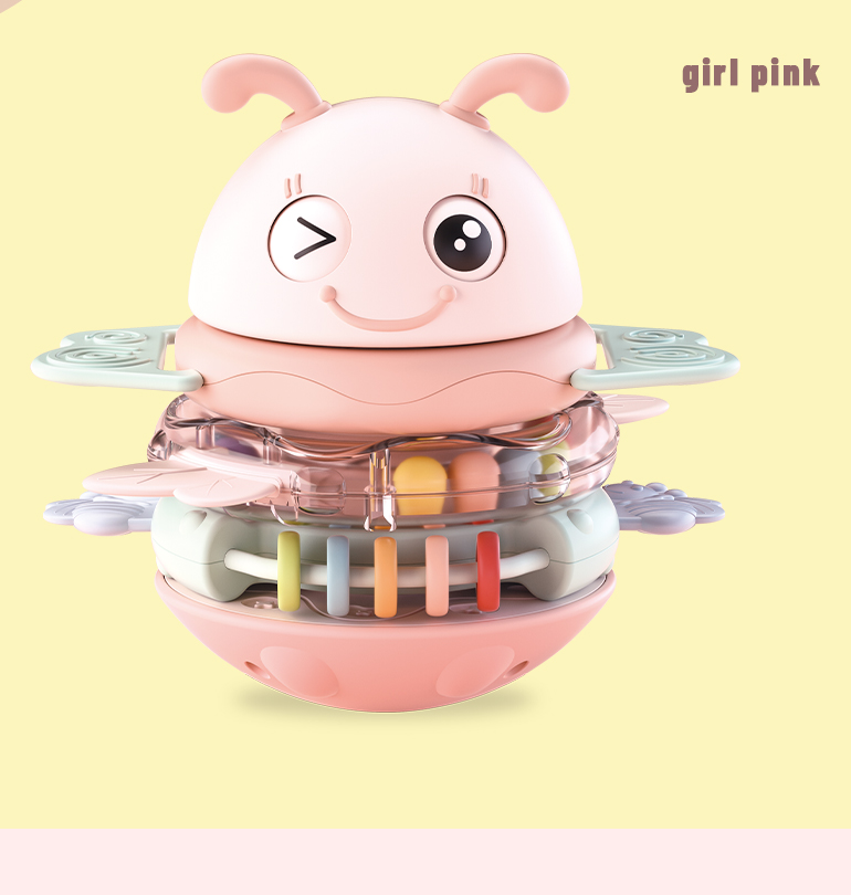 2021 Hot selling educational teether rattle musical light roly poly stacking up cute tumbler baby toy