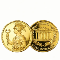 Pièce de monnaie souvenir ronde en cuivre massif avec visage de personnage historique et accents peints à la main, idéale pour offrir