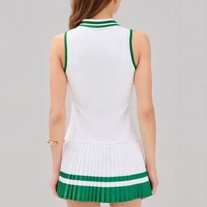Robe de golf OEM&ODM à col polo zippé, couleur contrastante, avec short intégré, respirante, jupe plissée pour padel, badminton et tennis - Product Image 6