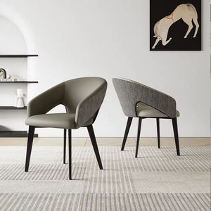 Modern Light Luxury Metal Leg <b>Dining</b> <b>Chair</b> With Curved Cutout Backrest For Hotel Lobby Apartment Restaurant Living Room - Product Image 3