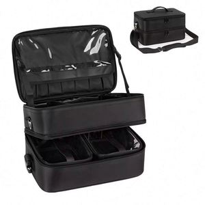 Free Sample Large Cosmetic Travel <b>Case</b> Double Layer Large <b>Makeup</b> Bag Waterproof <b>Makeup</b> Artist Storage Box - Product Image 1