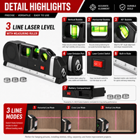 Kit de niveau laser multifonction avec laser à lignes croisées, ruban à mesurer métrique/imperial et télémètre laser