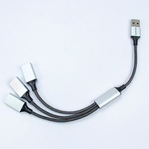 Moins cher en gros USB mâle à 4 USB femelles nylon tressé OTG fil OD3.5MM cuivre étamé USB extension 30cm câble OTG - Product Image 6