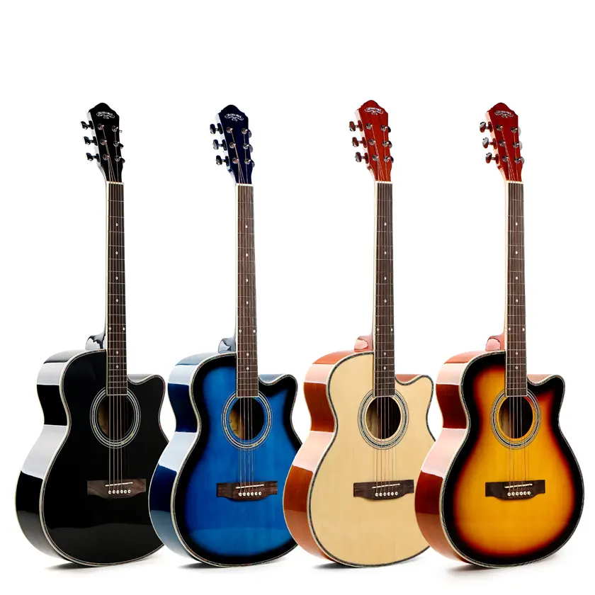 Cheapest 40 inch acoustic guitar electric HS-4020 with colored shells binding for beginner guitar wholesale manufacturer OEM