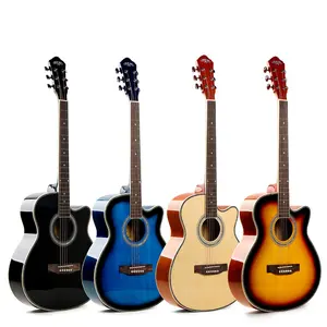 Самый дешевый 40 дюймов Акустическая гитара электрический HS-4020 с цветными ракушками привязки для начинающих гитары оптом от производителя OEM