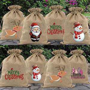 Bolsas de Regalo de Yute con Cordón para Navidad Ywdazzle al por Mayor, Bolsas de Compras Reciclables con Logotipo Personalizado Estampado en Caliente, China - Product Image 3