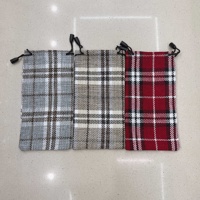 Sac en tissu à grande grille en lin, pochette pour lunettes de soleil, sac à cordon pour lunettes