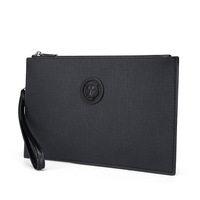 Tas tangan kulit PU 2025 dengan Logo kustom dompet dan dompet pria tas kain grosir dengan penutup ritsleting