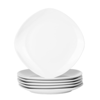 Assiettes en céramique et porcelaine blanches pures, écologiques, de 10,5 pouces, de forme carrée, pour la vente en gros, conformes aux normes alimentaires, lavables au lave-vaisselle, design moderne