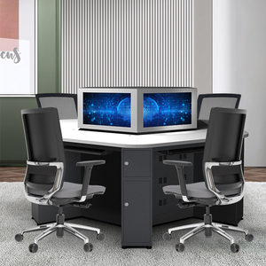 Bàn đào tạo sinh viên lục giác với Tủ lưu trữ động cơ có thể điều chỉnh chiều cao màn hình bàn cho phòng máy tính trường học - Product Image 1