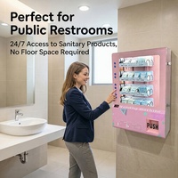 Distributeur mural de serviettes hygiéniques et lingettes humides à 8 compartiments avec acceptation de cartes/QR/code et monnaies, température ambiante