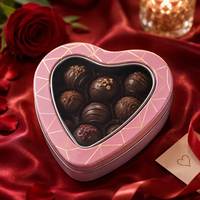 Boîte en métal en forme de cœur personnalisée avec fenêtre transparente, emballage alimentaire en métal pour biscuits, chocolats, cadeau de la Saint-Valentin