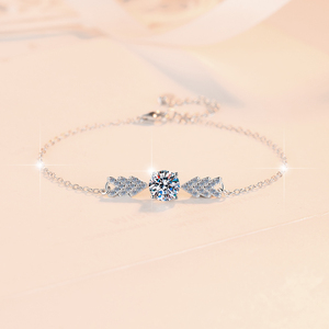 Prezzo all'ingrosso 1Ct VVS1 rotondo Moissanite S925 argento Sterling singola pietra bracciale <span class=keywords><strong>donna</strong></span> elegante catena braccialetto per le signore - Product Image 3