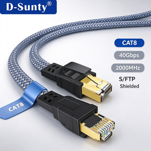 Câble Ethernet Cat8 tressé argenté S/FTP 40 Gbps, cuivre pur, cordon de raccordement RJ45, câble LAN haute vitesse - Product Image 1