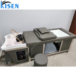 Kisen Multifunctional Barbershop Washing Chair Head Spa Equipment Beauty Salon Massage Shampoo Spa Bed Thai With Foot <b>Bath</b> - Product Image 1