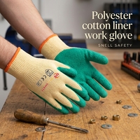 Gants de sécurité durables en polycoton tricoté avec paume en latex froissé, excellente adhérence humide, conformes aux normes Snell, pour les travaux de construction en extérieur