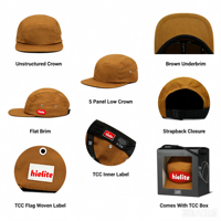 Casquette de sport personnalisée OEM avec votre propre logo, casquette de camping unie à 5 panneaux en tissu recyclé, casquette de course légère et souple